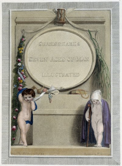 Shakespeare: Ihmisen seitsemän aikakautta, etukappale tekijältä Thomas Stothard