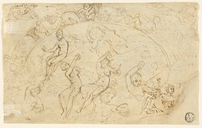 Luonnokset Silver Salverille (recto); Luonnokset friiseistä, naisryhmistä (käänteinen) tekijältä Thomas Stothard