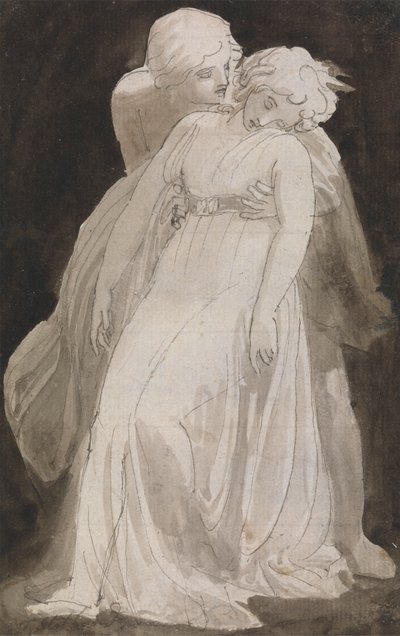 Solicitude: Mies tukee pyörtyvää naista tekijältä Thomas Stothard