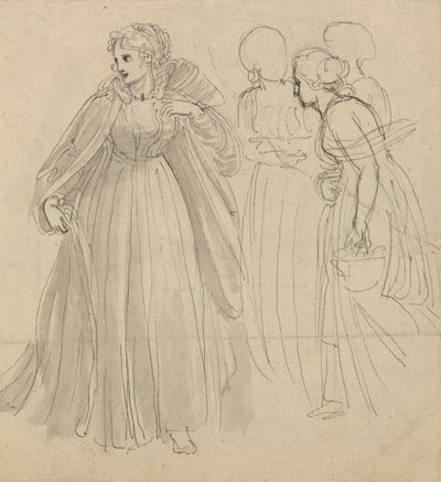 Study for Illustration - Prinsessa avustajiensa kanssa tekijältä Thomas Stothard