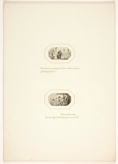 Tutkielma The Task -teoksen kuvalevyä varten tekijältä Thomas Stothard