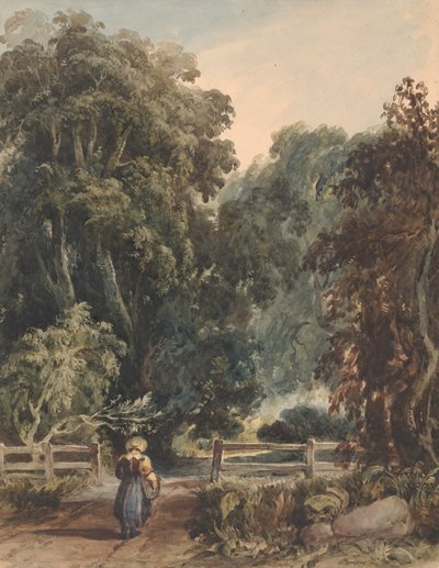 Tyttö kaistalla saapumassa metsäiselle alueelle tekijältä Thomas Sully