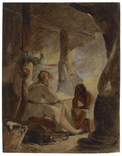 Robinson Crusoe ja Friday in the Cave, n. 1856 tekijältä Thomas Sully