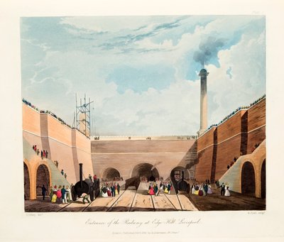 "Rautatien sisäänkäynti Edge Hillissä", Liverpool, 1831 tekijältä Thomas Talbot Bury