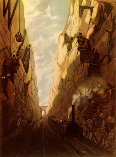 "Olive Mount Cutting on Liverpool and Manchester Railway", 1831, 1945. tekijältä Thomas Talbot Bury