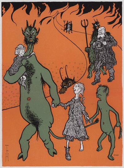 Hiilihätä (värilitho) tekijältä Thomas Theodor Heine