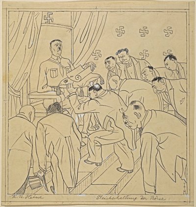 pörssin yhdenmukaistaminen; Simplicissimus XXXV/36, 1930 tekijältä Thomas Theodor Heine