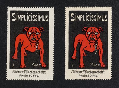 Werbemarke "Simplicissimus 30 Pfg." tekijältä Thomas Theodor Heine