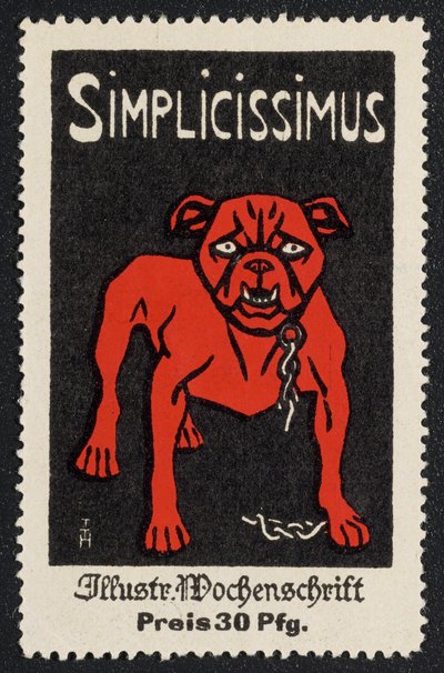 Reklamemarke "Simplicissimus 30 Pfg." tekijältä Thomas Theodor Heine