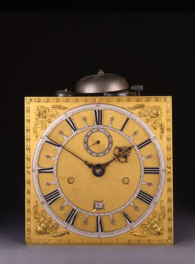 Yksityiskohta Kaarle II:n roomalaisesta iskevästä kuukausikellosta, 1675 tekijältä Thomas Tompion