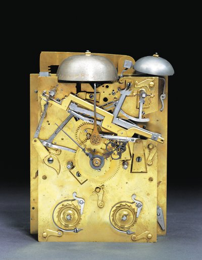 Yksityiskohta James II -asennetusta iskevästä kiinnikkeestä, jossa on vetoneljännestoisto, no. 166, n. 1690-1695 tekijältä Thomas Tompion