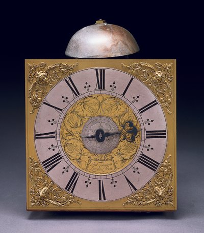 Charles II:n kolmikymmentuntisen pitkälaukkukellon neliökello, n. 1680 (sekoitettu media) tekijältä Thomas Tompion