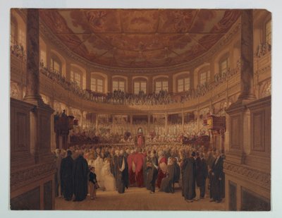 Piirros, Encaenia Sheldoniassa, 1814 tekijältä Thomas Unwins