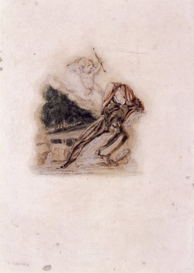 "Amor ja rakastaja valittaa rakkaansa kuolemaa", c1802-c1857. tekijältä Thomas Uwins