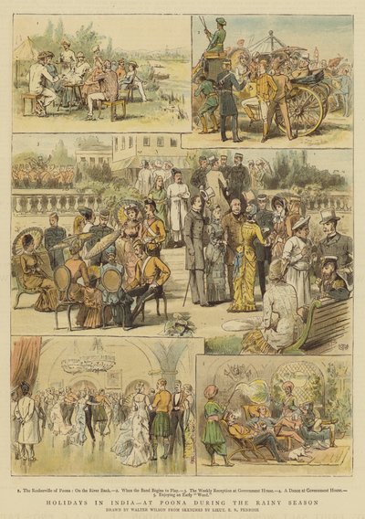 Lomat Intiassa, Poonassa sadekauden aikana (chromolitho) tekijältä Thomas Walter Wilson