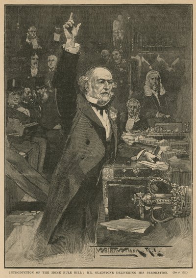 Home Rule Billin esittely – herra Gladstone esittelee esityksensä tekijältä Thomas Walter Wilson