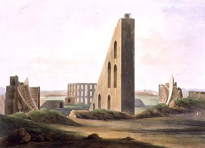 Observatorio Delhissä, levy XX osasta 3 "Oriental Scenery", pub. 1808 (akvatinta) tekijältä Thomas und William Daniell