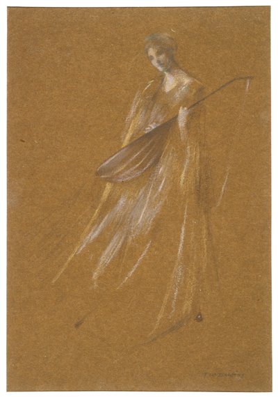 Dame mit Laute tekijältä Thomas Wilmer Dewing
