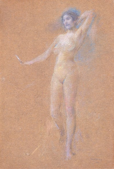 Seisova alaston kuva tytöstä tekijältä Thomas Wilmer Dewing