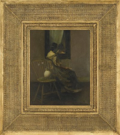 Mirror, 1907 (öljy puulevylle) tekijältä Thomas Wilmer Dewing