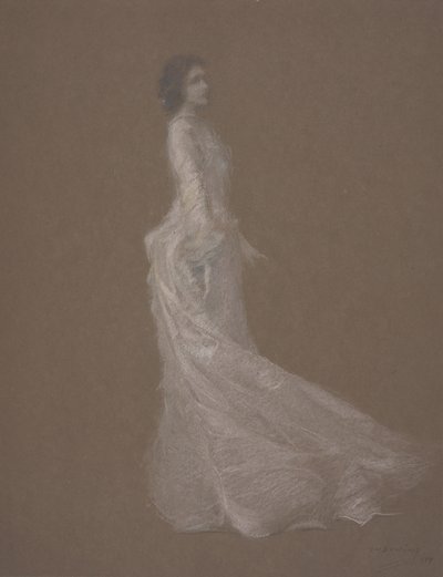 Vaaleanpunainen mekko, n. 1894 tekijältä Thomas Wilmer Dewing
