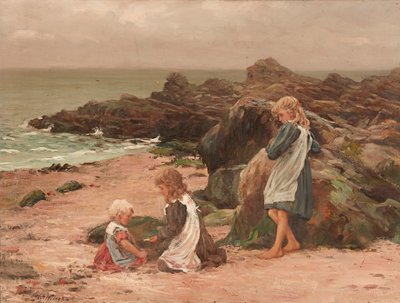 Lapset Rocky Beachillä (öljy kankaalle) tekijältä Thomas Wilson