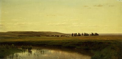 Vaunujuna tasangoilla, Platte-joella, tekijältä Thomas Worthington Whittredge