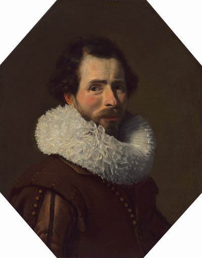 Muotokuva herrasmiehestä, jolla on upea röyhelö, 1627. tekijältä Thomas de Keyser