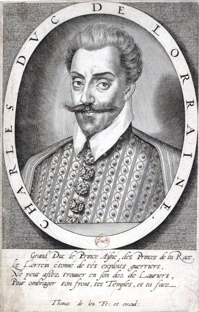 Muotokuva Kaarle III:sta, Lothringenin herttualle, jonka on piirtänyt Thomas de Leu - Gallica (mukautettu) tekijältä Thomas de Leu