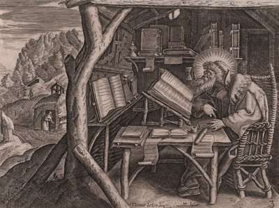 Thomas de Lieun (1560-1612) pyhimys Evagrius Ponticus uppoutui opintoihinsa, etsaukseen ja hautaamiseen tekijältä Thomas de Leu