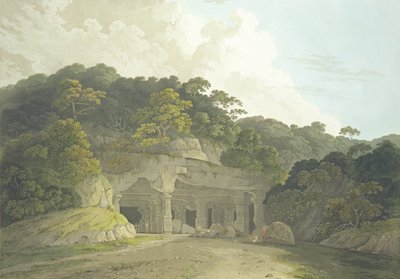 Entrance to the Elephanta Cave, levy 58 julkaisusta Oriental Scenery: Twenty Four Views in Hindoostan, julkaistu 1800 tekijältä Thomas und William Daniell