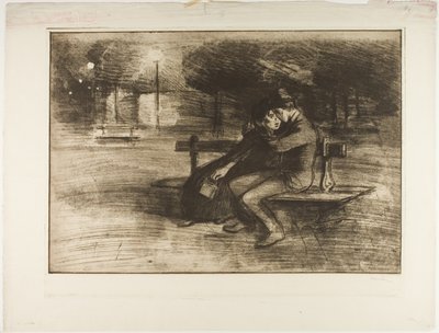 Rakastavaiset penkillä tekijältä Théophile Alexandre Pierre Steinlen