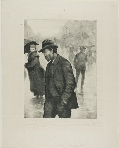 Sateinen päivä, Pariisi tekijältä Théophile Alexandre Pierre Steinlen