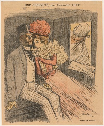 Kuvitettu Gil Blas: Uteliaisuus, kirjoittanut Alexandre Hepp, 1897. tekijältä Théophile Alexandre Steinlen
