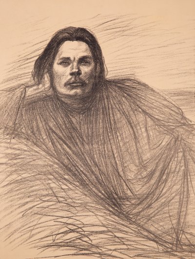Kirjailija Maksim Gorkin muotokuva 1868-1939, noin 1894. tekijältä Théophile Alexandre Steinlen