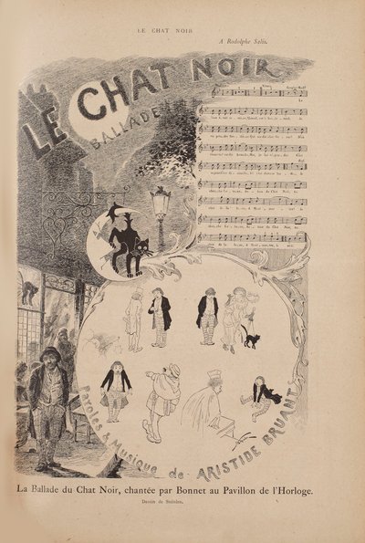 Tarina kuuluisasta kabareesta Le Chat Noir, Le Chat Noir -lehti, 1884. tekijältä Théophile Alexandre Steinlen