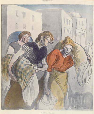 Pesunaiset palaavat pesutalosta, 1800-luvun loppu tekijältä Théophile Alexandre Steinlen