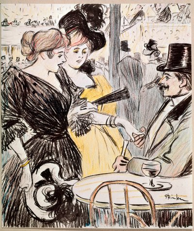 Kahvilan konsertti. (Piirustus, 1800-luvun loppu) tekijältä Théophile Alexandre Steinlen