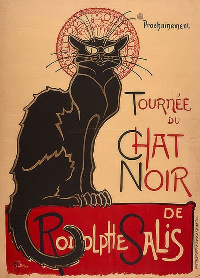 Rodolphe Salisin (1. Fassung) kierros mustalla kissalla. Ranska 1896, Charles Vernaux, Pariisi tekijältä Théophile Alexandre Steinlen