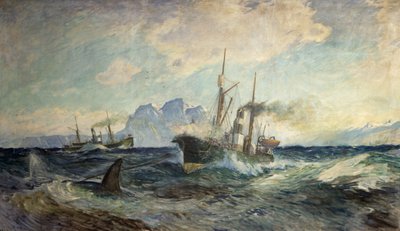 Duncan Grey ja Nancy Grey taistelussa valaan kanssa tekijältä Thorolf Holmboe