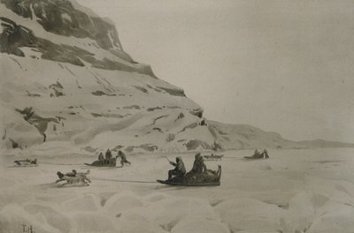 Eskimoes (akvarelli paperille) tekijältä Thorolf Holmboe