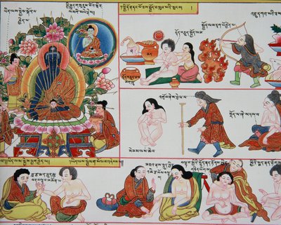 Tiibetin lääketieteen käsikirjoitus (yksityiskohta numerosta 389729) tekijältä Tibetan School
