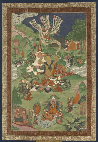 Thangka, jossa on kohtauksia Buddhan elämästä, 1800-luvun jälkipuolisko. tekijältä Tibetan culture.