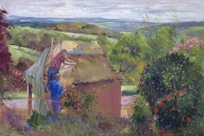 Thatching the Summer House, Lanhydrock House, Cornwall, 1993 tekijältä Timothy Easton