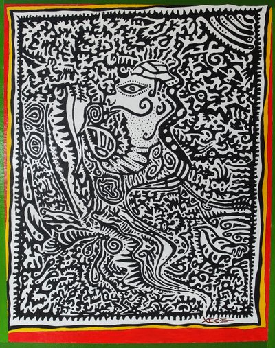Spirit Genie, 2011, öljy puulle tekijältä Timothy Nathan Joel