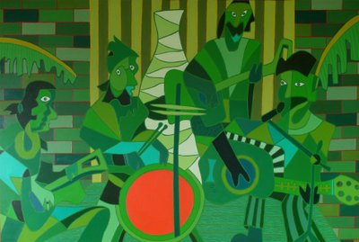 Ranskalainen vermilion-rumpu, 2012, öljy kankaalle tekijältä Timothy Nathan Joel