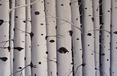 Koivupuut, 2017 (akryyli kankaalle) tekijältä Tina Palmer