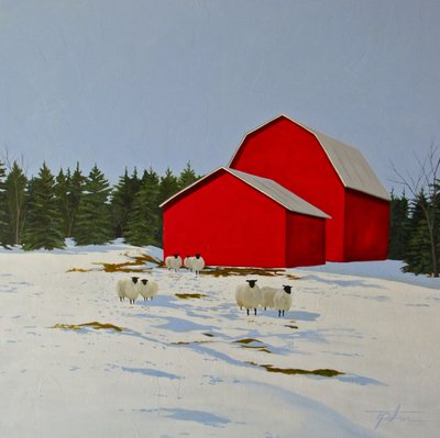 Lammas lumessa, 2016 (öljy kankaalle) tekijältä Tina Palmer