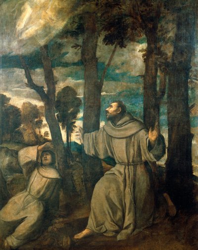 Pyhä Franciscus saa stigmat tekijältä Titian (c.1488 1576)