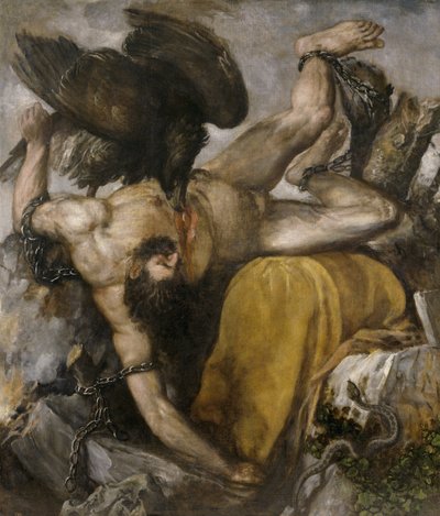 Tityos - Tiziano Vecellio dit Le Titien (1485-1576) - 1548-1549 - Öljy kankaalle - 253x217 - Museo del Prado, Madrid tekijältä Titian (c.1488 1576)